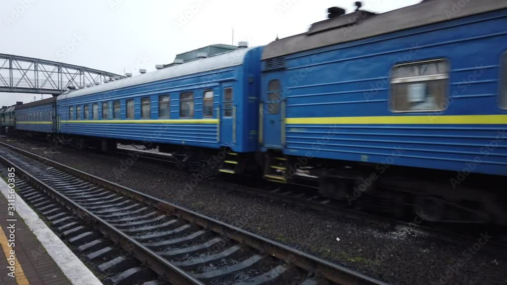 LVIV, UKRAINE - DECEMBER 21, 2019: Shooting of the train. Shooting at the Ukrainian railway station. LVIV, UKRAINE - DECEMBER 21, 2019: Shooting of the train. Shooting at the Ukrainian railway station.