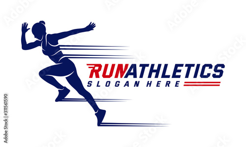 Running Woman silhouette Logo Designs Vector, Marathon logo template, running club or sports club, Illustration