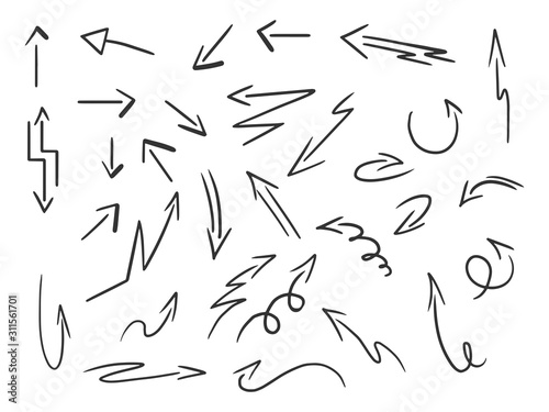 Doodle arrow set sketch engraving vector illustration. Romantic love lovesickness symbol. T-shirt apparel print design. Scratch board imitation. Black and white hand drawn image.