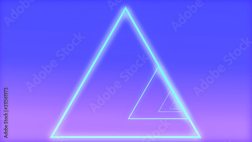 Abstract tunnel with neon triangles