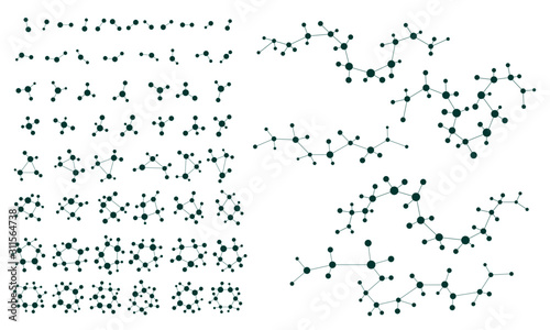 Atoms and molecules icon set. chemical structures collection.