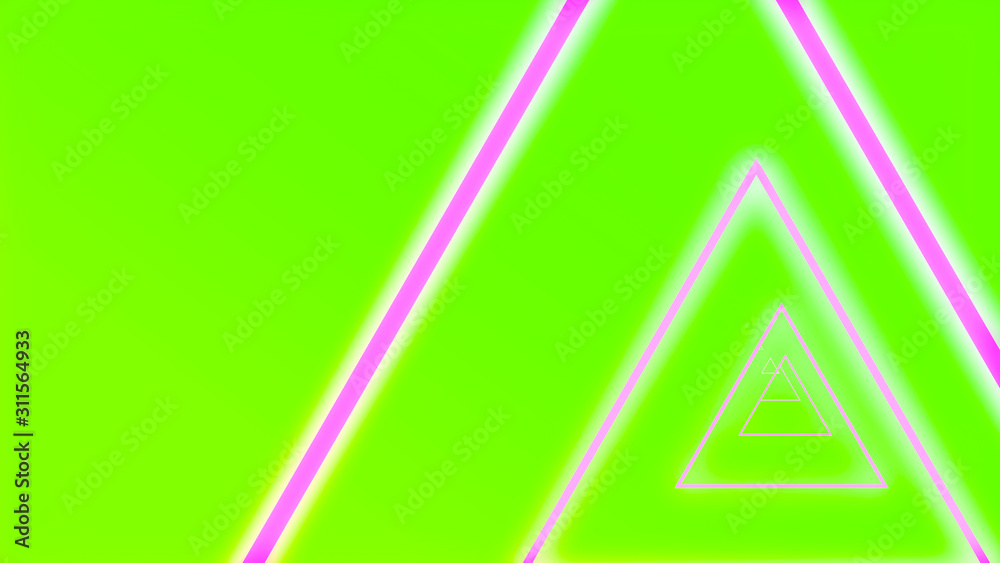 Fototapeta premium Abstract tunnel with neon triangles