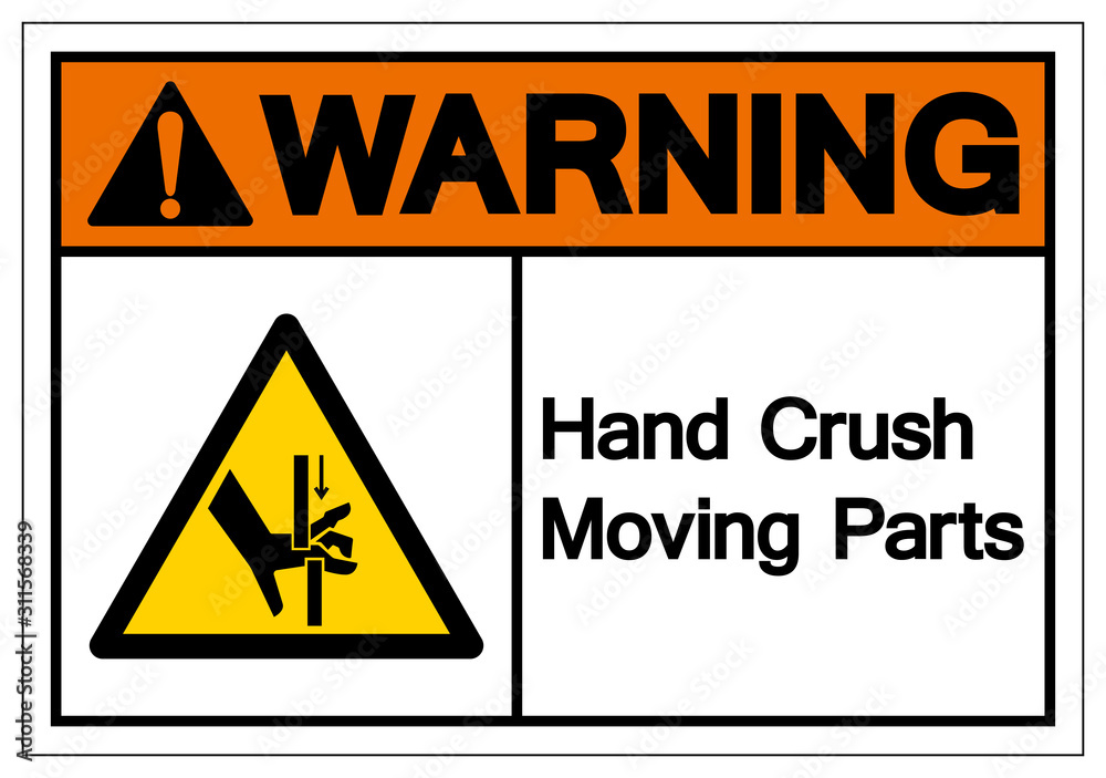 Warning Hand Crush Moving Parts Symbol Sign, Vector Illustration, Isolate On White Background Label .EPS10 Warning Hand Crush Moving Parts Symbol Sign, Vector Illustration, Isolate On White Background Label .EPS10