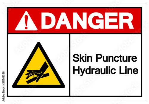 Danger Skin Puncture Hydraulic Line Symbol Sign, Vector Illustration, Isolate On White Background Label .EPS10