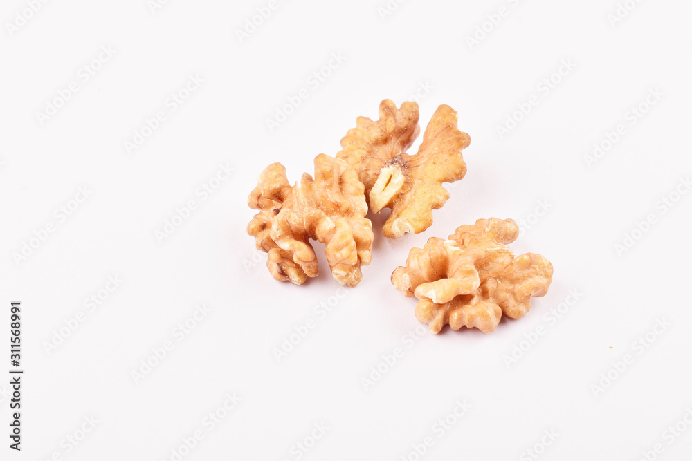pilled walnut isolated on white background pilled walnut isolated on white background