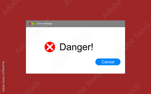 Error message computer window alert popup. System error vector icon failure pc interface. EPS 10