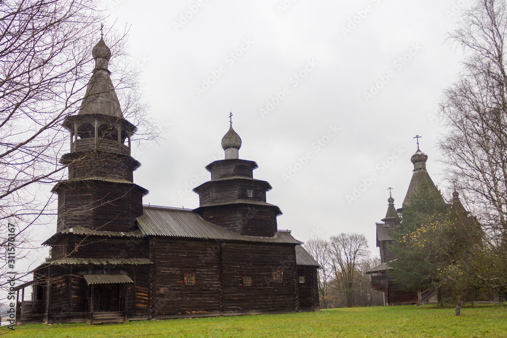 old wooden church in the russia. Veliky Novgorod old wooden church in the russia. Veliky Novgorod