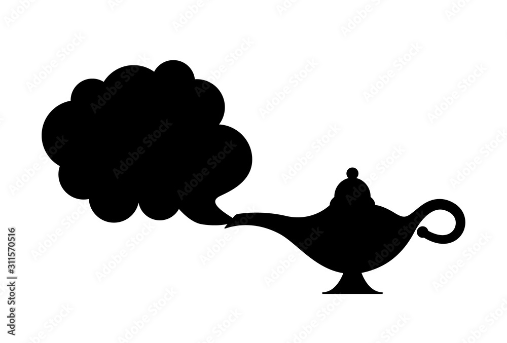 Lamp aladdin magic vector icon smoke. Aladin genie lamp bottle wish cartoon  illustration Stock Vector | Adobe Stock