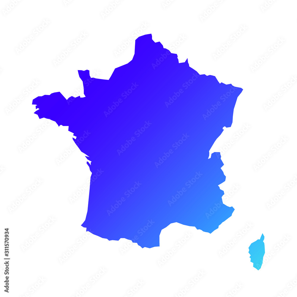 France colorful vector map silhouette