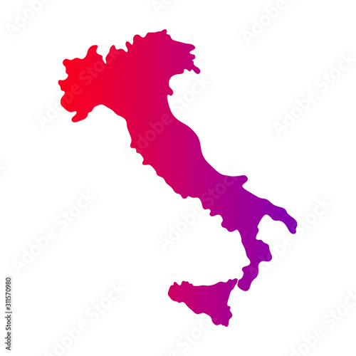 Italy colorful vector map silhouette