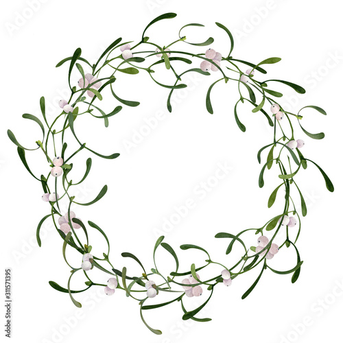 Wallpaper Mural Christmas winter berries floral wreath frame border watercolor illustration Torontodigital.ca