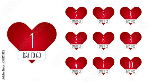 Valentines day countdown badge. Offer timer, limited only days sticker