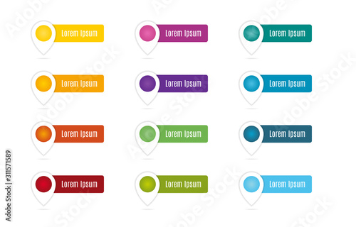 Set of colorful circle pointers with an inscription