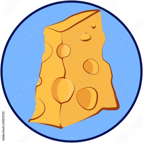 piece of cheese on blue background version 3