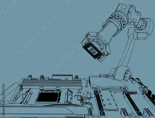 Industrial robot assemble a computer