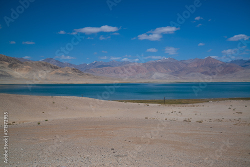 View on the lake in Pamir highway, Tajikistan
