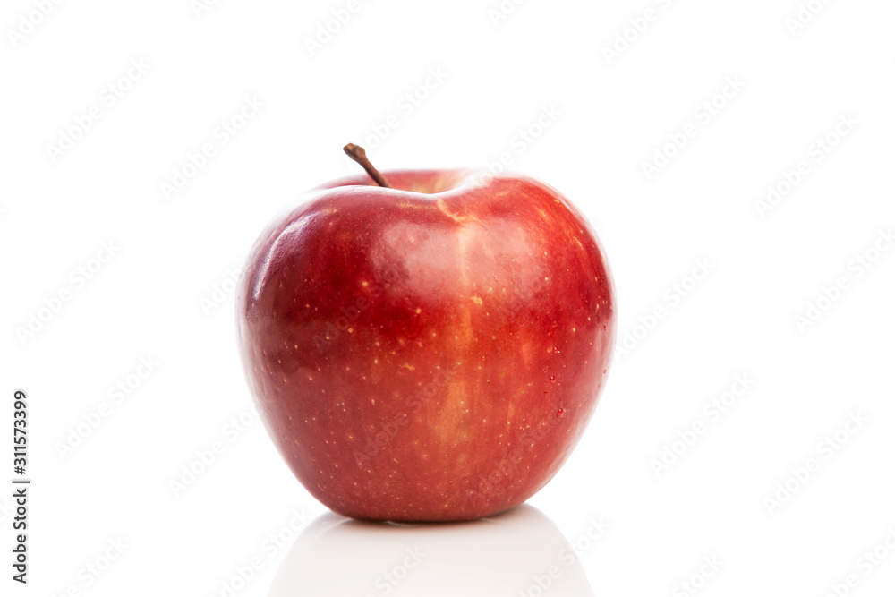 Red juicy apple. Close-up. Healthy eating Isolated on a white background. Red juicy apple. Close-up. Healthy eating Isolated on a white background.