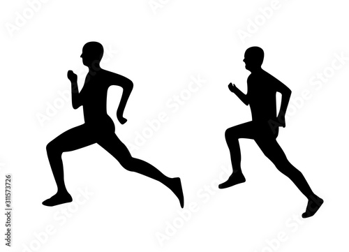 Runner man silhouette sprint illustration. Male marathon run action sport
