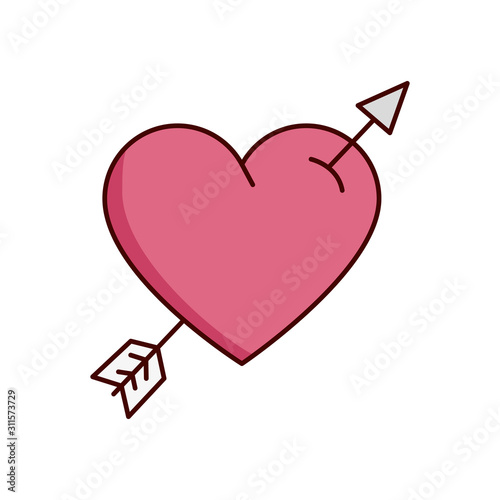 valentines day heart with arrow isolated icon vector illustration design