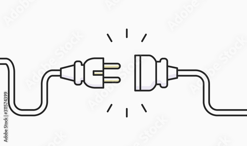 Electric Plug connect concept socket. Get connected or disconnect vector power plug cable illustration photo