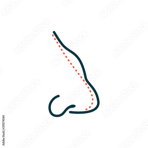Rhinoplasty nose plastic surgey icon. Vector rhinoplasty beauty icon