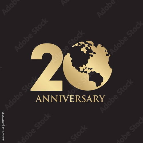 20th year anniversary emblem logo design vector template