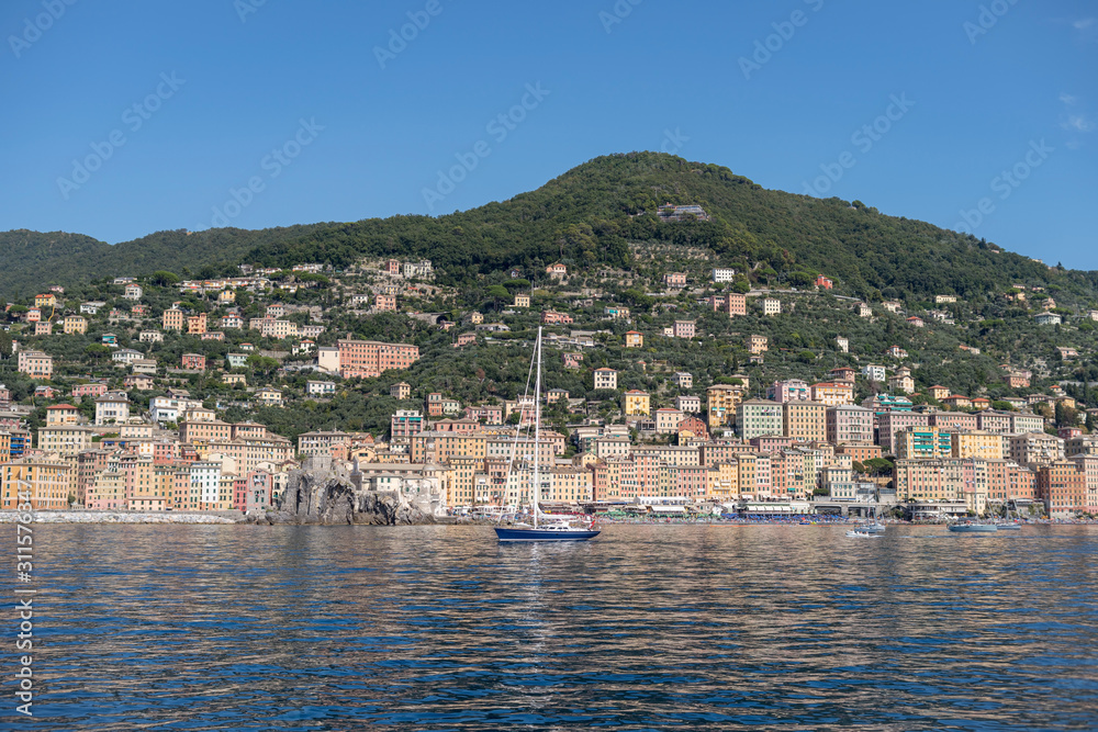 Camogli view from the sea, Liguria, Italy
