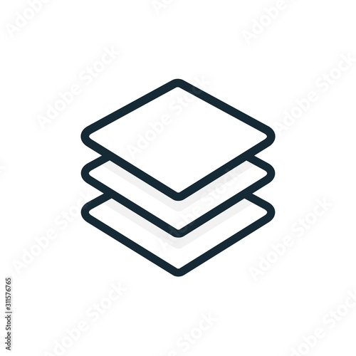 Layer icon vector logo. Stack paper symbol flat line technology. Layers items icon photo