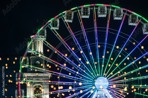 Giant illuminated ferris wheel
