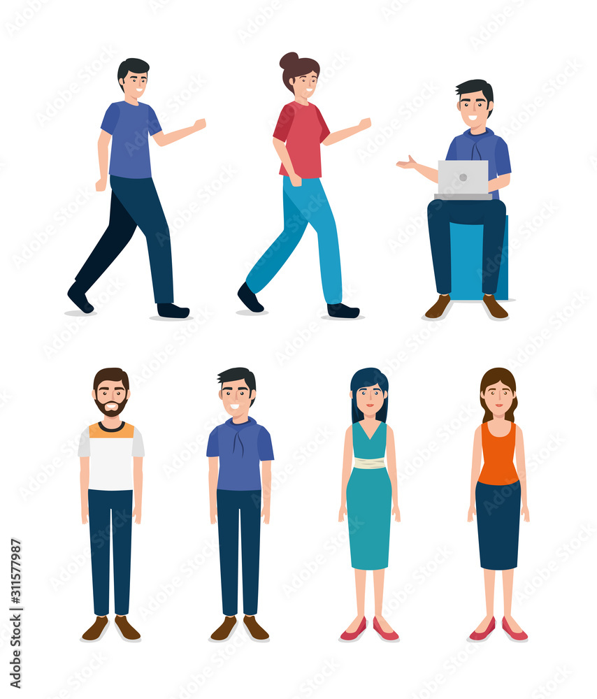 group of young people avatar character vector illustration design group of young people avatar character vector illustration design