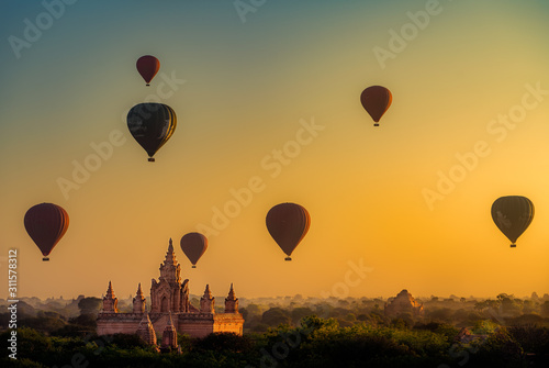 hot air balloons over bagan, myanmar
