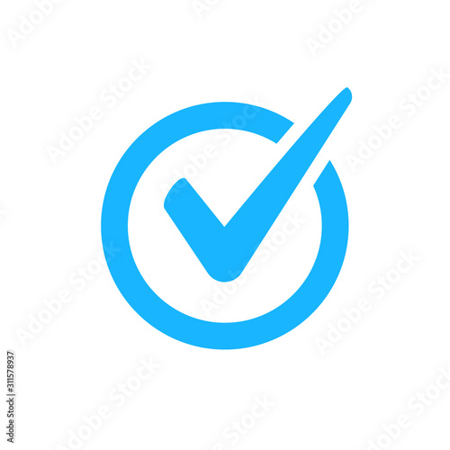 Check mark vector icon. Checkmark right symbol tick sign. Ok button correct circle icon