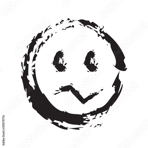 Emoticon grunge icon vector in design template