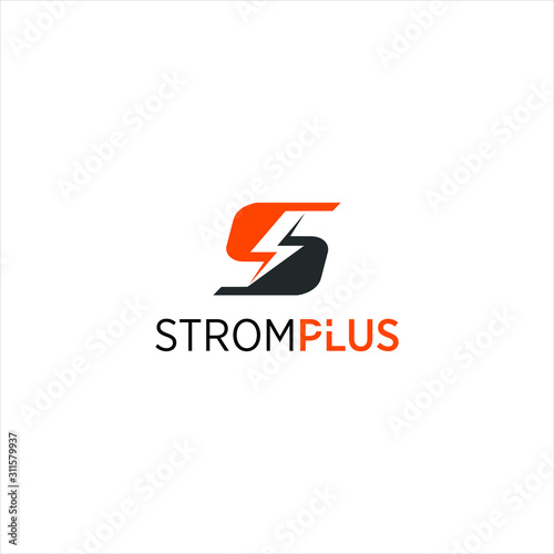 simple S letter vector in orange and flash negative space for the logo design template and the electrical installation icon