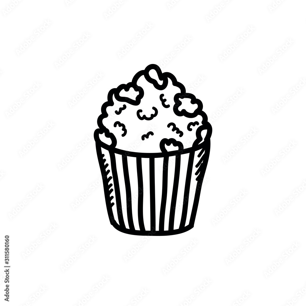 popcorn doodle icon, vector illustration popcorn doodle icon, vector illustration