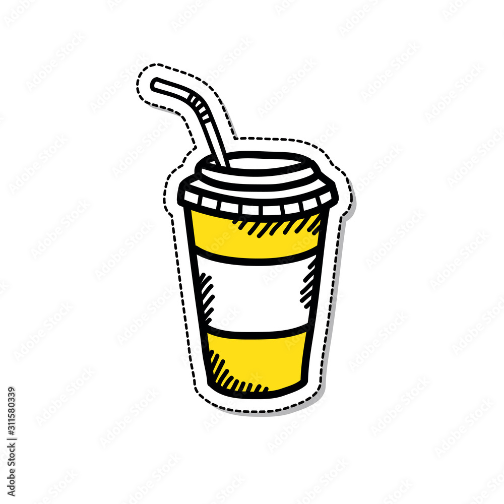 soda take away cup doodle icon, vector illustration soda take away cup doodle icon, vector illustration