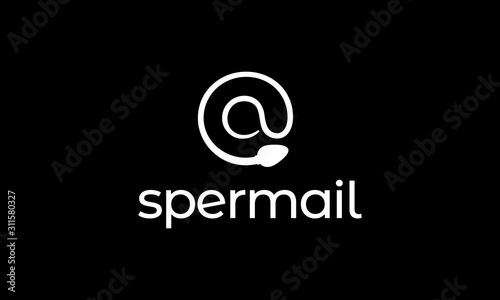 sperm with email logo design concept