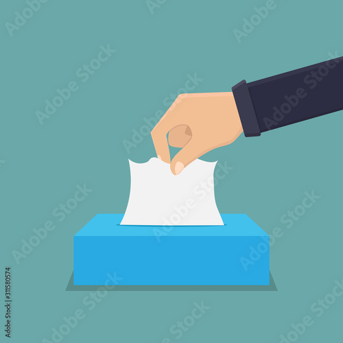 Tissue, hand take tissue, flat design vector illustration