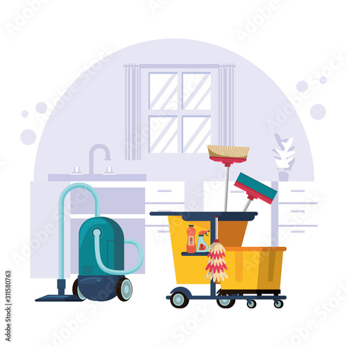 house room with housekeping equipment