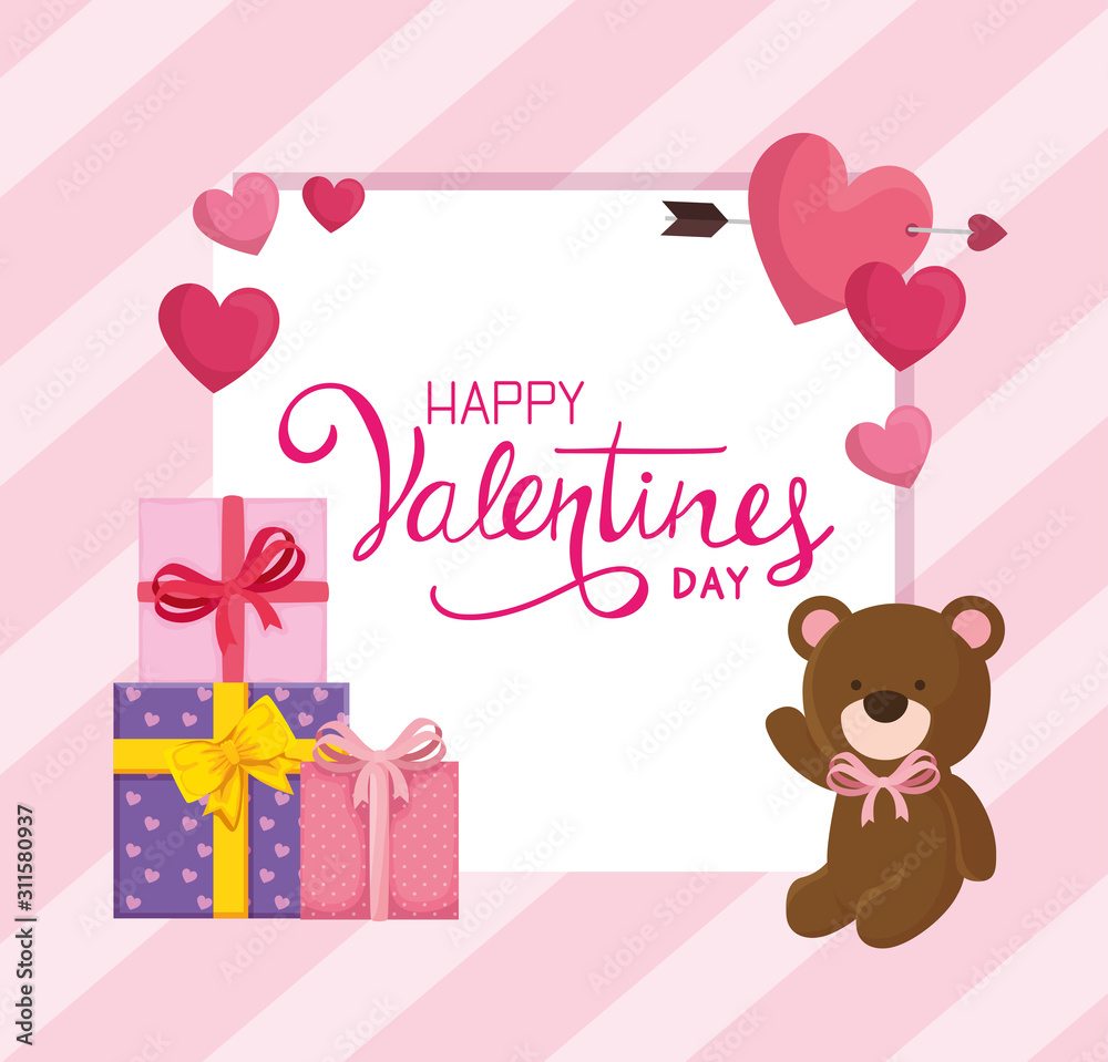 happy valentines day card with decoration vector illustration design