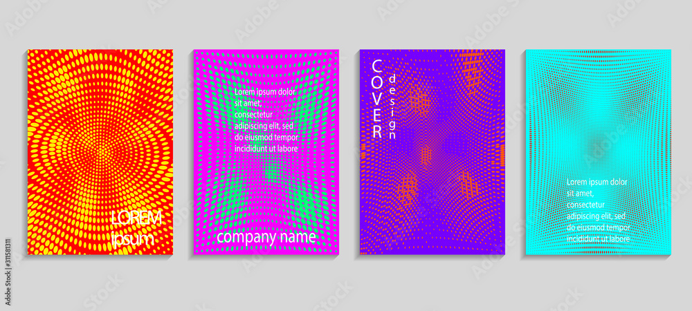 Minimal abstract vector halftone cover design template. Future geometric gradient background. Vector templates for placards, banners, flyers, presentations and reports