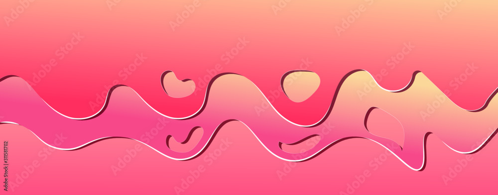 Abstract background with waves and circles, Paper cut