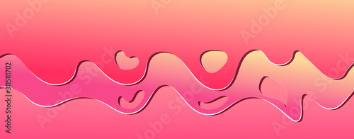 Abstract background with waves and circles, Paper cut