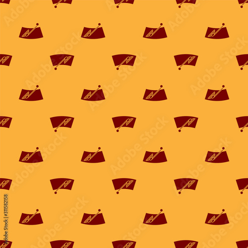Red Windscreen wiper icon isolated seamless pattern on brown background. Vector Illustration