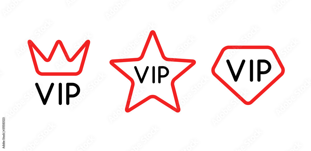 Vip line icon flat exclusive important membership badge crown. Vip icon member club