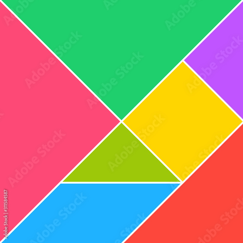 Tangram puzzle square set. Vector triangle geometric tangram template illustration chinese traditional