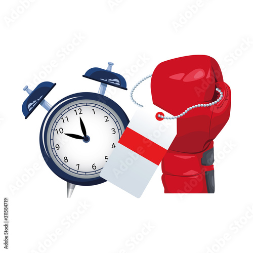 boxing glove and alarm clock icon