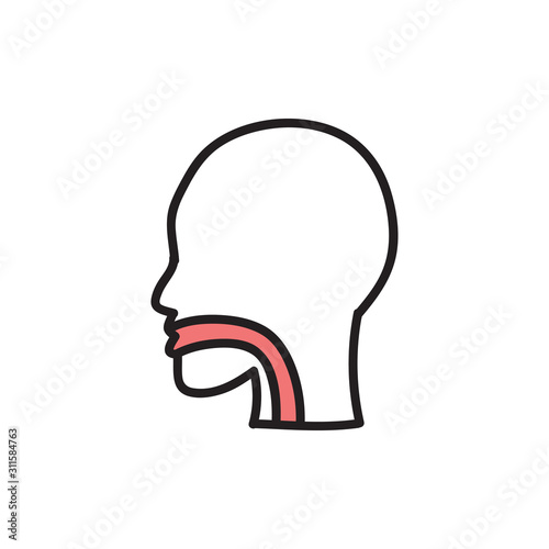throat doodle icon, vector illustration