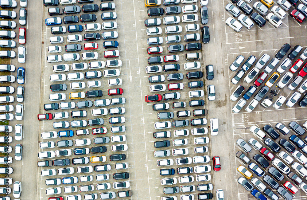 Obraz premium Aerial view of the customs car park