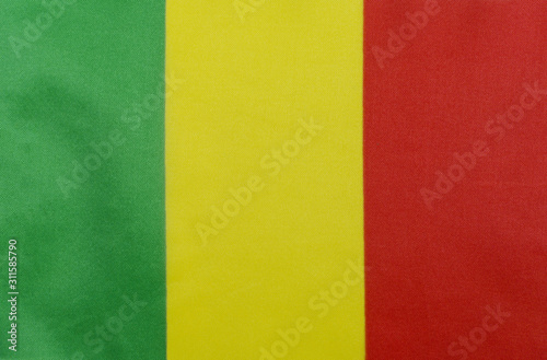 Flag of the Republic of Mali on a textile basis close-up